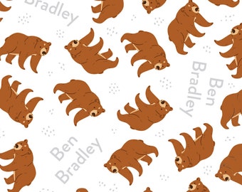 Bear Design - changing pad cover, fabric by the yard, blanket, crib sheet