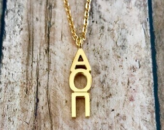 Alpha Omicron Pi Letter Necklace | Sorority Necklace | Sorority Lavalier | Alpha Omicron Pi Lavalier | Alpha Omicron Pi Necklace | AOPi