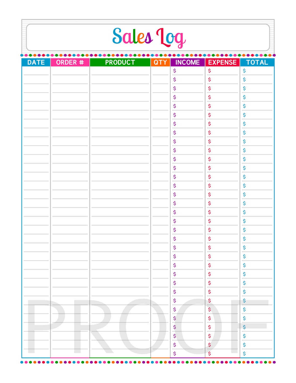 Printable Sales Log Printable Word Searches