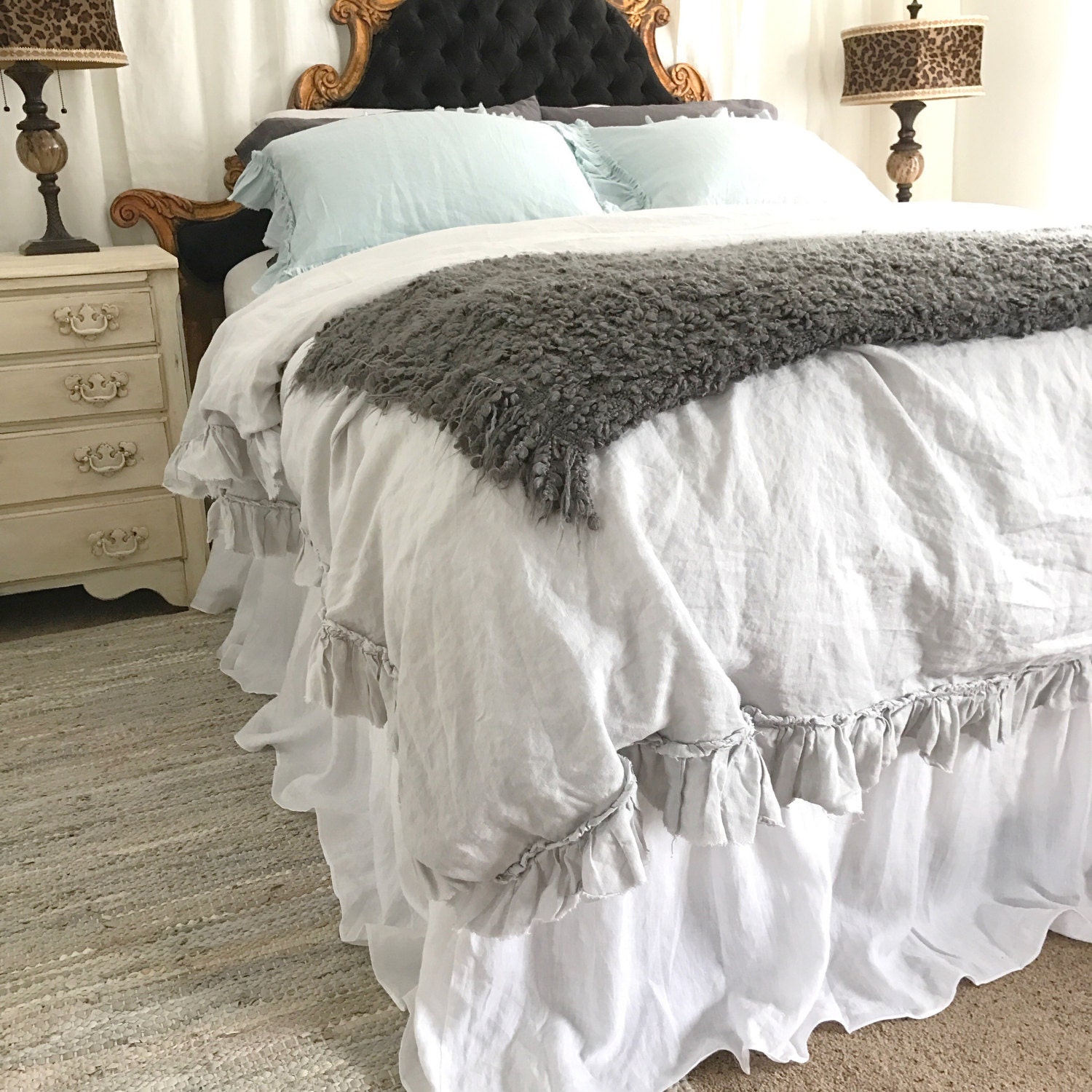 Linen Bed Skirt Dust Ruffle Shabby Chic Ruffle Mattress