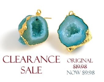 SALE! Blue Geode Druzy Earrings, Ocean Blue Druzy Earrings/ Pendants - 1 PAIR/ order