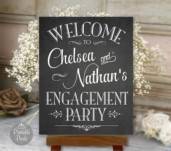 Engagement Party Sign Printable Chalkboard Style