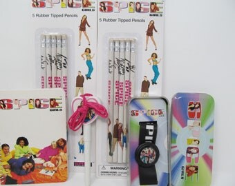 Spice Girls Vintage Lot of School Supplies and Spice Girls Wristwatch - 1997