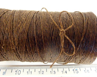 180 yd 3 Ply WAXED Linen - Dark BROWN Bead Cord - Thread .4mm dia Spool
