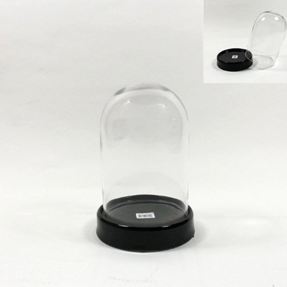Clear Glass Dome Display Case Centerpiece with Black Base