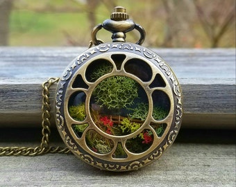 23rd Psalm Pocket Watch Terrarium Necklace by Boomdyada. "He makes me lie down in green pastures", Terrarium Necklace, Scripture Necklace