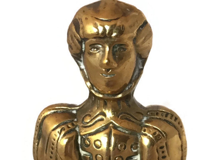 Brass Woman Bell | Brass Lady Bell | Brass Colonial Woman Statue | Antique Brass Bell | Unique Brass Handheld Bell | Vintage Home Decor