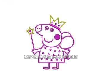 Peppa Pig Machine Embroidery Design - 5 Sizes - INSTANT DOWNLOAD