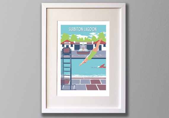 Surbiton Lagoon Limited Edition A3 Screen Print Greater