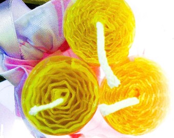 Romantic Getaway - 3 Natural Beeswax Candles - In a Bag - Each Candle ~45g