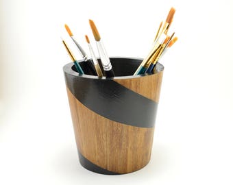 Wooden Brush Cup, Succulent Planter, Pencil Holder, Desk Accessory, Utensil Cup, Office Accessory, Wooden Pencil Cup, Pen Cup, Wooden Cup