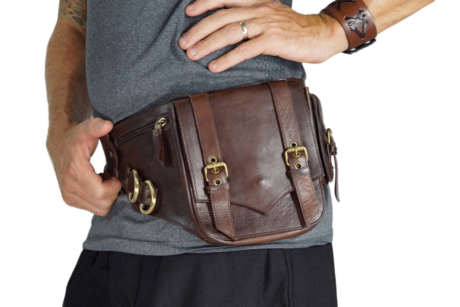 SATCHEL Handmade Leather Utility Belt With Pockets