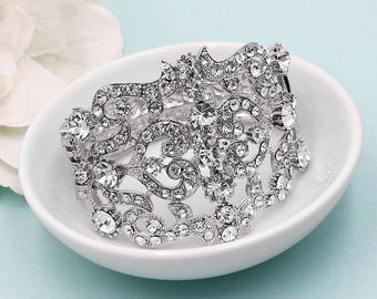Bridal Cuff bracelet, rhinestone cuff wedding bracelet, rhinestone bangle bracelet, bridal jewelry, wedding accessories, 208910711