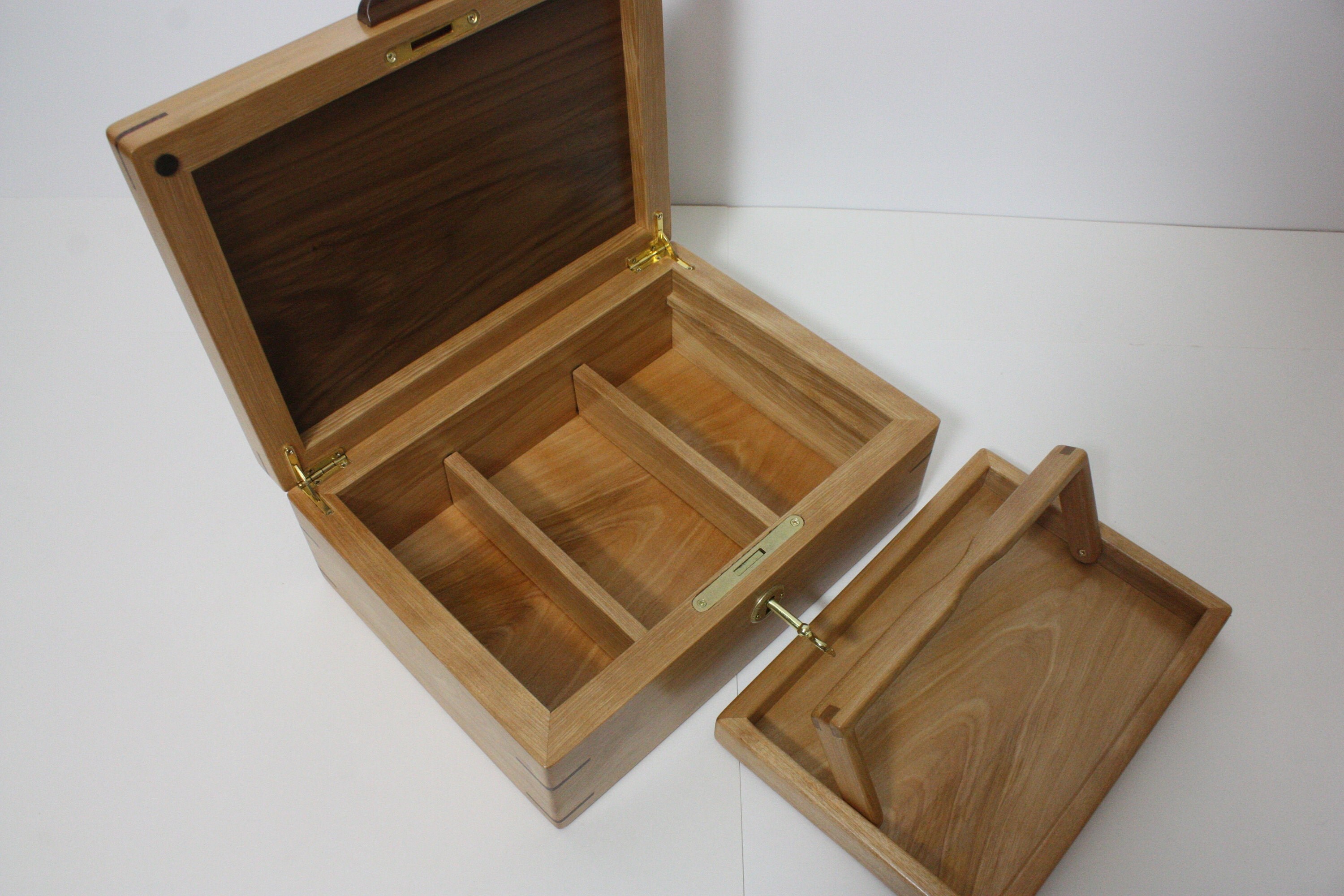 Red Birch Box with Tray and Dividers