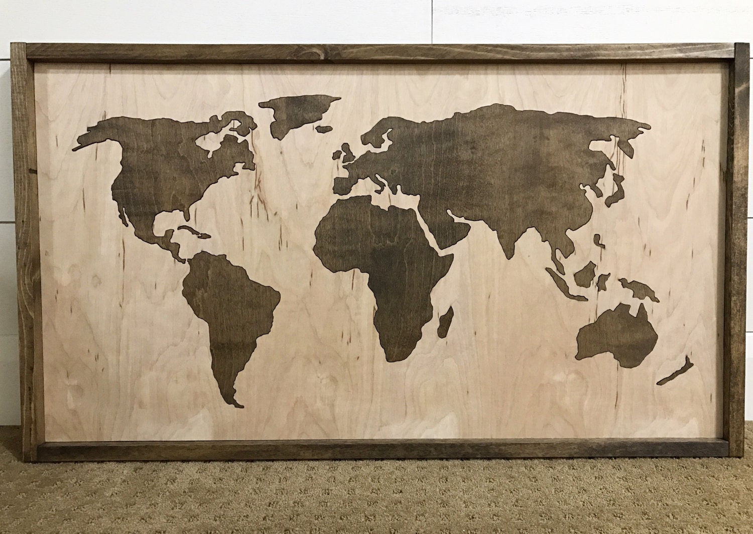 World Map Wood Cut Out - Map