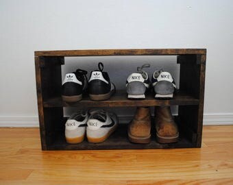 Rustic Shoe Organizer, Rack Crate, Shoe Rack, Shoe Storage, Shoe Shelf 24x11X13