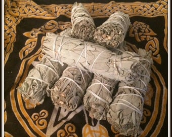 White Sage Smudge Sticks ~ 4 1/2" to 4 7/8" Long ~ Purification ~ Cleansing ~ Protection ~ Wicca ~ Witch ~ Native Americsn