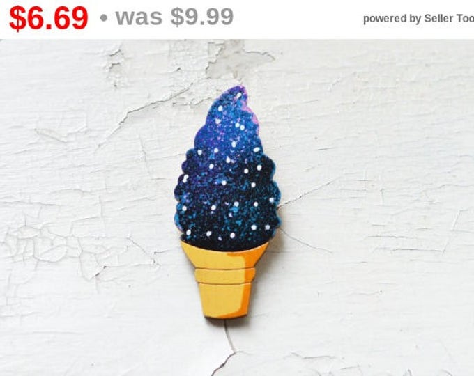 Space Ice Cream // Wooden brooch is covered with ECO paint // Laser Cut // 2016 Best Trends // Fresh Gifts // Swag Boho Style // Galaxy //