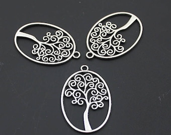 Tree of Life, Oval Shape Pendant, Tree of Life Pendant 40X27mm (5pcs)