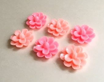 NEW - XLG 27mm Resin Flower Cabochon - Pale Pink or Bright Pink - QTY 6