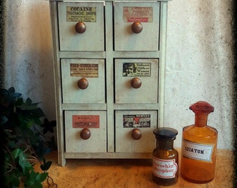 Handmade altered shabby chic apothecary drawer cabinet