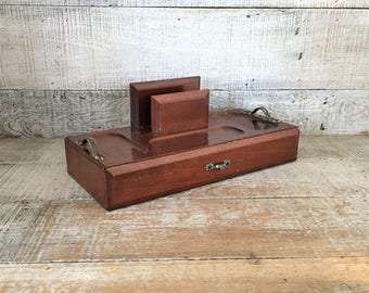 Desktop Organizer Vintage Wood Desk Organizer Office Desk Accessories Desk Caddy Jewelry Box Mail Organizer Desktop Organizer Lerner
