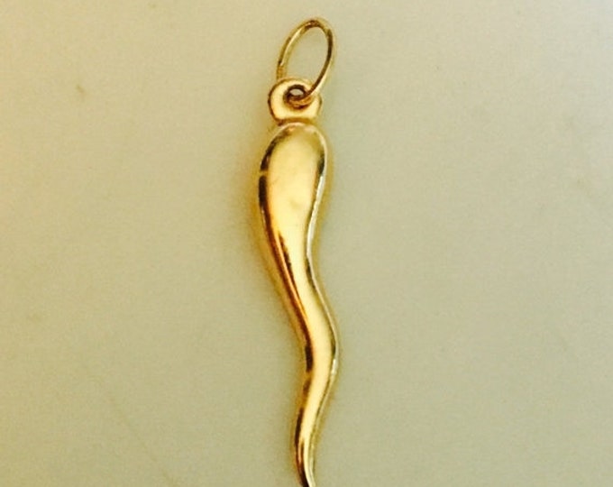 Storewide 25% Off SALE Vintage 14k Yellow Gold Devils Horn Charm Trinket Featuring Elegant Style Design Finish