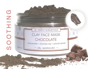 CHOCOLATE Clay Face Mask-Chocolate Mask-Cocoa Face Mask-Chocolate Face Scrub-Oatmeal Face Mask- 2 oz.