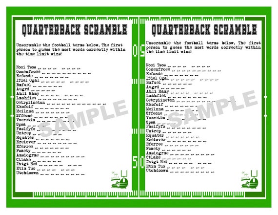 free printable football word scramble