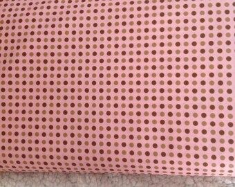Fraise by Holly Holderman, Tonal Dots for Lakehouse Dry Goods, Pink fabric with Brown Tonal Dots, Fabric by the Yard OOP