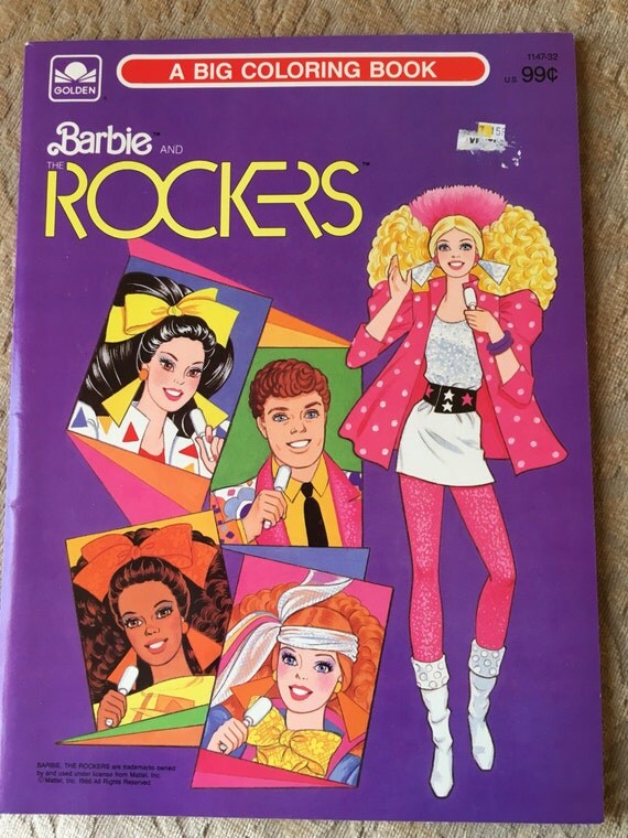 NEW Barbie Doll Barbie and the Rockers Big Coloring Book 1986