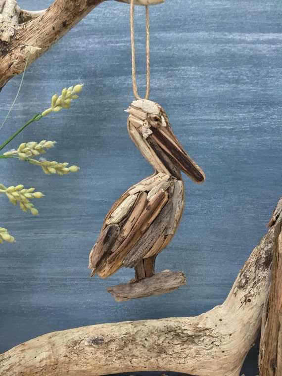 Driftwood Pelican / Small Coastal Decor / Ornament