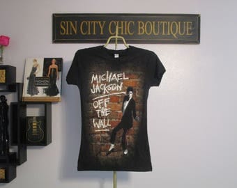 Michael Jackson Shirt. Vintage T-shirt. Graphic Tee. Top. Retro Black Women's Medium. King Of Pop. 'Off The Wall' Album. Urban Streetwear.