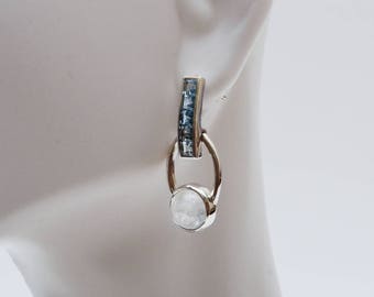Sterling Silver Dangle Earrings, Dangle Earrings Silver, Moonstone Drop Earrings, Blue Topaz Earrings, Aquamarine Earrings, Fashion Jewelry