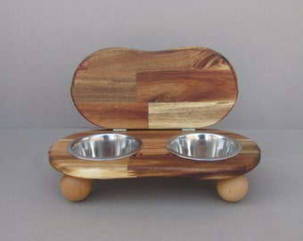 STAND WITH LID - dog bowl stand - elevated cat dish - raised pet dishes - cat bowl holder - elevated pet feeding station - cat feeder