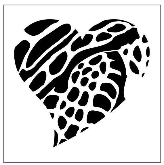 heart04 reusable laser cut stencil animal print hearts