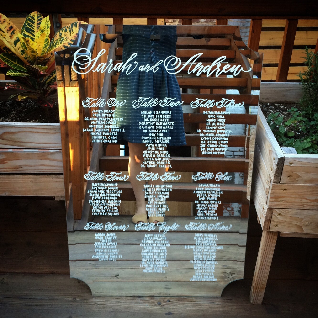 Mirror Seating Chart Rental by Hawaii Calligraphy