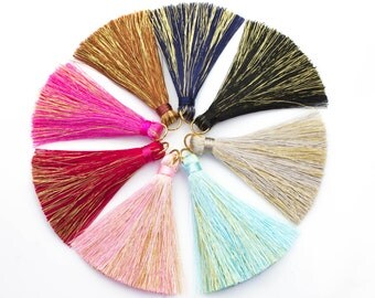 SILK Gold Line TASSEL TASSLE Silk Tassels Tassles High Quality Extra Thick 4 pcs. *Please read description*