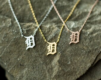 Detroit Necklace, D necklace, D pendant, Michigan necklace, Old English D necklace, Detroit D necklace, Detroit gift, Detroit Tigers