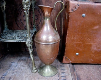 Brass And Copper Jug, Brass Jug, Copper Jug, Vintage Pitcher, Copper Pitcher, Vintage Brassware, Rustic, Copper Vase, Brass Vase, Shabby