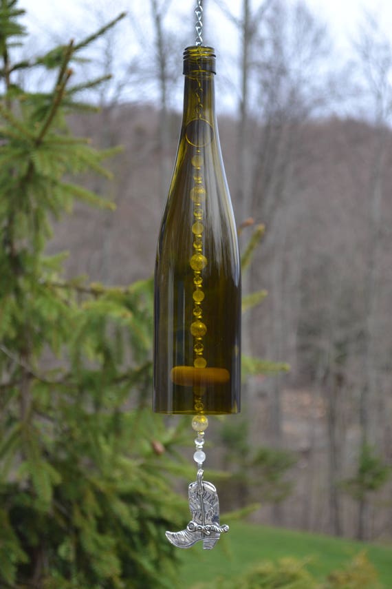 Wine Bottle Wind Chime Cowboy Boot Wind Chime Cowgirl Boot