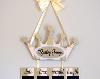 Princess Hospital Door Hanger - Welcome Baby Girl Blush & Gold with Ivory Ribbon - Princess Hospital Baby Sign - Baby Door Hanger - Nursery
