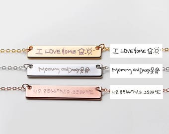 Handwriting Jewelry custom portrait Custom handwriting necklace childrens drawing - 4N
