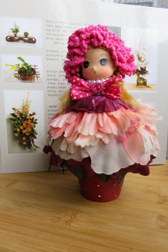 Flower Dressed Doll Clay Pot Doll Clay Pot Flower Dressed