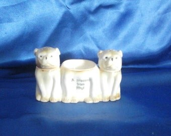 Victorian Bull Dog Egg Cup with Salt & Pepper Shakers