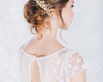 Bridal Pearl Hair Comb, Bridal Bohemian Headpiece, Wedding Hair Comb, Wedding Headpiece, Wedding Hair Accessories, Pearl Headpiece
