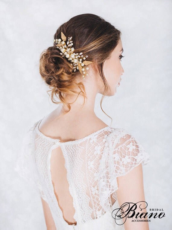Bridal Pearl Hair Comb, Bridal Bohemian Headpiece, Wedding Hair Comb, Wedding Headpiece, Wedding Hair Accessories, Pearl Headpiece