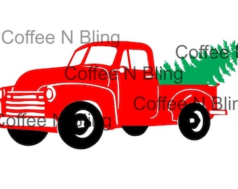 Vintage christmas truck svg, silhouette, cricut, decal, vinyl, digital file, christmas tree, tree farm svg,Christmas svg, vintage truck svg,