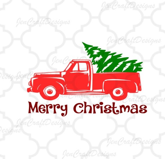 Christmas Truck svg cut file Antique vector tree winter