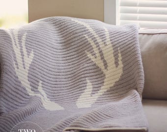 Crochet Pattern, crochet blanket pattern, afghan pattern, crochet afghan, graphghan, crochet antler blanket, tapestry crochet, DAGNY BLANKET